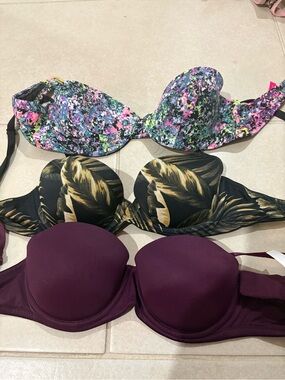 Victoria's Secret pink starter 3pk set push up bras 32A for all EUC Y2K beach